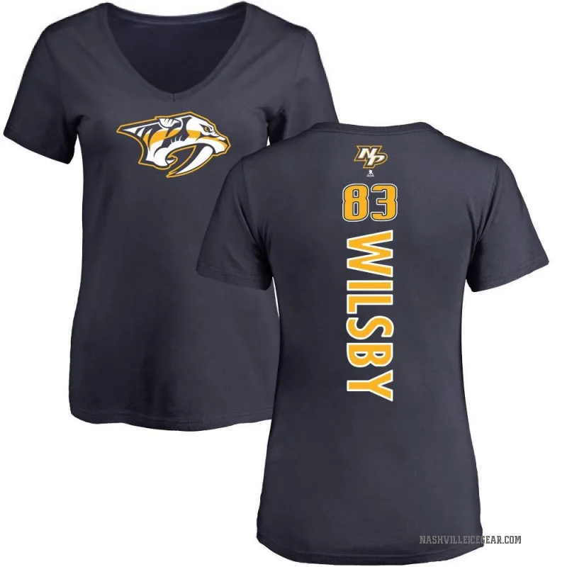 Adam Wilsby Women's Navy Nashville Predators Backer T-Shirt -