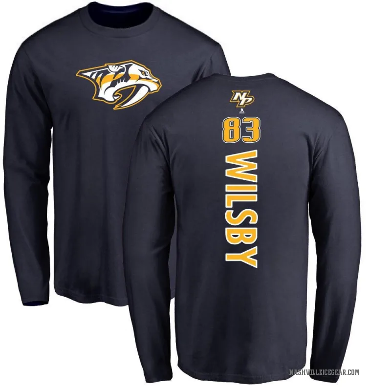 Adam Wilsby Youth Navy Nashville Predators Backer Long Sleeve T-Shirt -