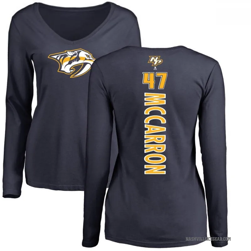 Michael McCarron Women's Navy Nashville Predators Backer Long Sleeve T-Shirt -